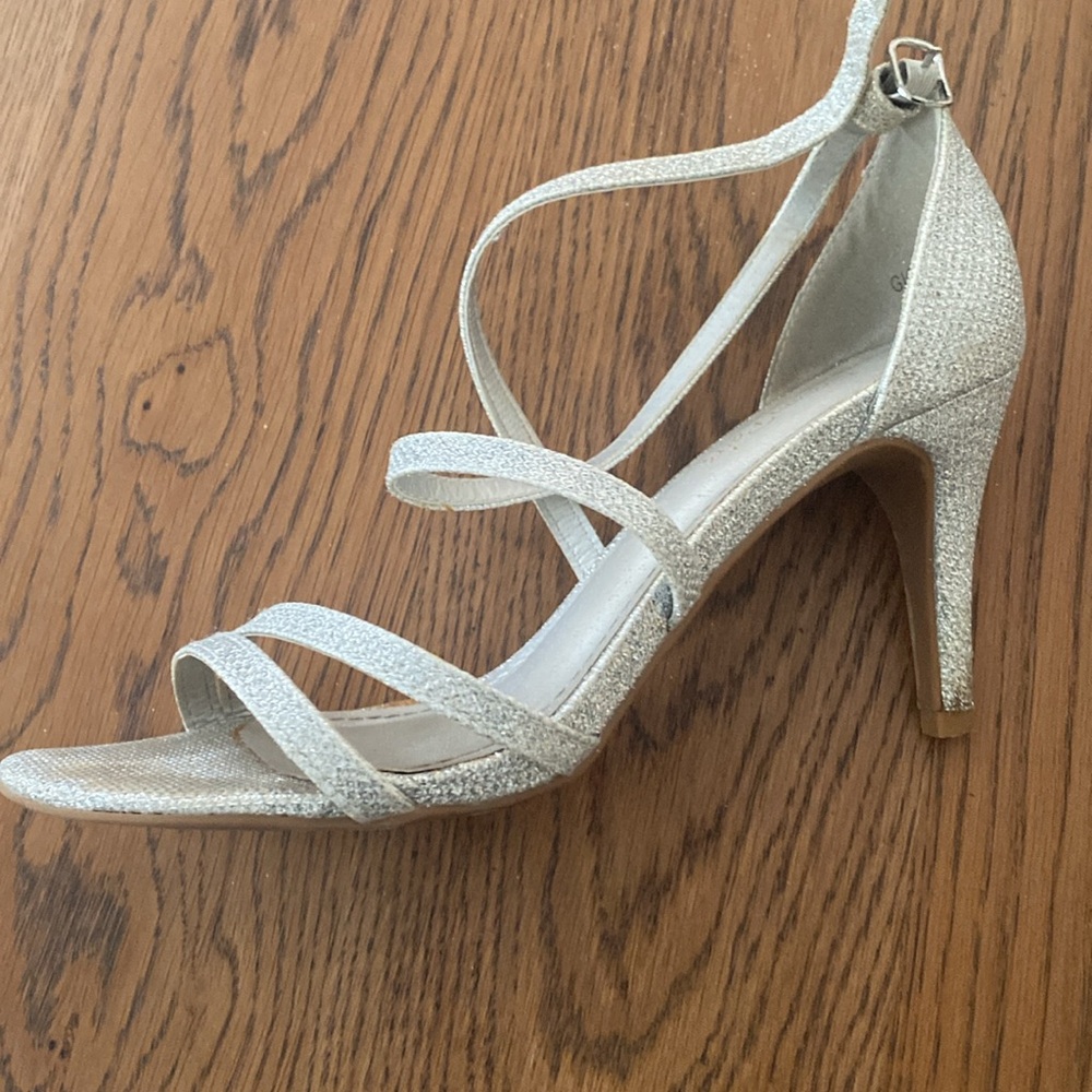 Silver glitter heels